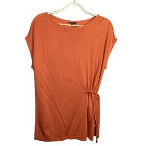 Lafayette 148 Tunic Top Small Orange Shirred Tie Career Workwear Luxe